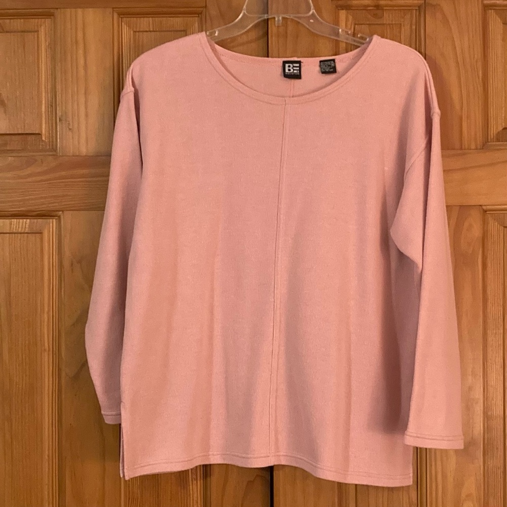 EUC Basic Editions Vintage 90s Knit Top Long Sleeve Blouse Pink Size M Medium